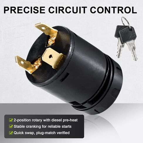 مفتاح تشغيل الإشعال 7915492698 (مع 801 مفتاح) - متوافق مع رافعة شوكية Linde (مطابقة بواسطة OEM PN)، 4 مواضع، أطراف مسطحة، مع مفتاحين in Kuwait