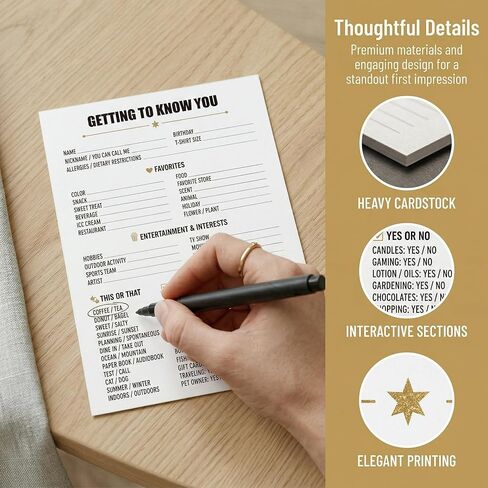 Get to Know You Games Cards, Getting To Know You Coworker Questionnaire, All About Me Survey, Employee Favorite Things Team Staff Questionnaire Quiz for Office Icebreakers and Group Activities 5x7in in Saudi Arabia