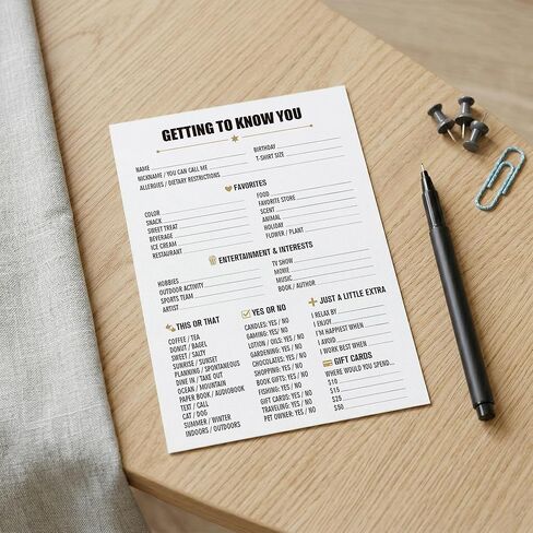 Get to Know You Games Cards, Getting To Know You Coworker Questionnaire, All About Me Survey, Employee Favorite Things Team Staff Questionnaire Quiz for Office Icebreakers and Group Activities 5x7in in Saudi Arabia