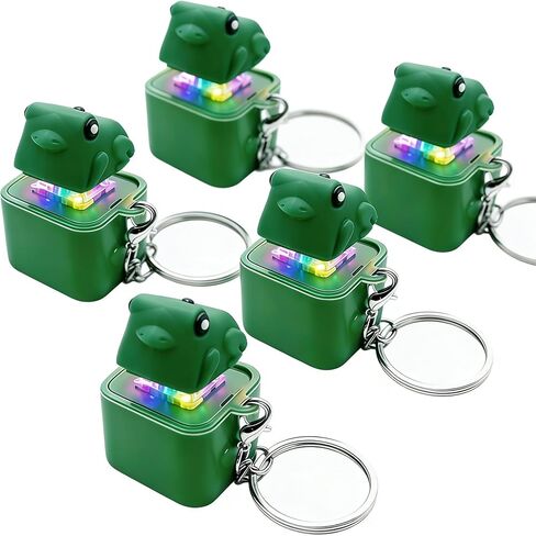 5 Pack Frog Croaking Fidget Toy Keychain, Rechargeable LED Keyboard Clicker, Portable Sensory Fidget Toy for Adult Anxiety Stress Relief(Green) in Saudi Arabia