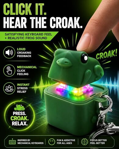 5 Pack Frog Croaking Fidget Toy Keychain, Rechargeable LED Keyboard Clicker, Portable Sensory Fidget Toy for Adult Anxiety Stress Relief(Green) in Saudi Arabia