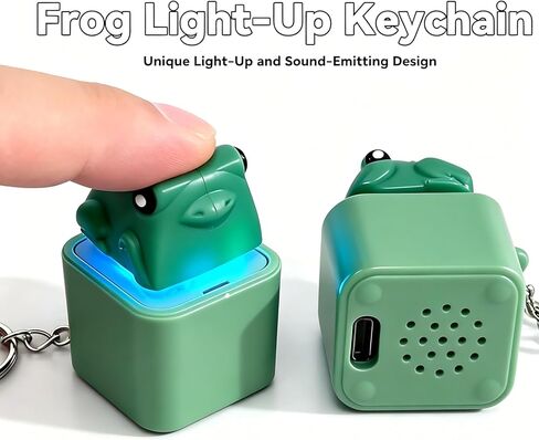 3Pcs Frog Keychain,Frog Croaking Fidget Toy,Keychain Rechargeable Keyboard Clicker with LED Lights,Stress Relief Sensory Toy for Adults Anxiety Relief in Saudi Arabia