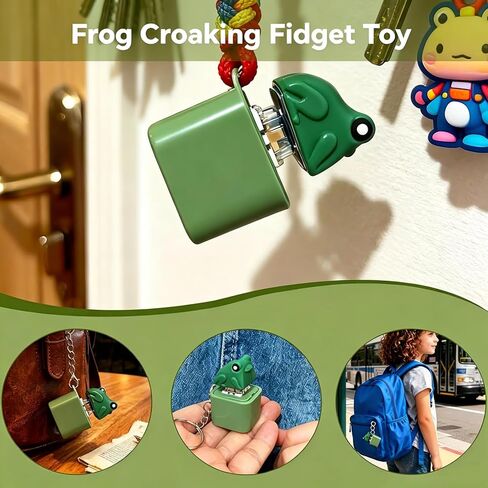 3Pcs Frog Keychain,Frog Croaking Fidget Toy,Keychain Rechargeable Keyboard Clicker with LED Lights,Stress Relief Sensory Toy for Adults Anxiety Relief in Saudi Arabia