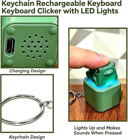3Pcs Frog Keychain,Frog Croaking Fidget Toy,Keychain Rechargeable Keyboard Clicker with LED Lights,Stress Relief Sensory Toy for Adults Anxiety Relief in Saudi Arabia
