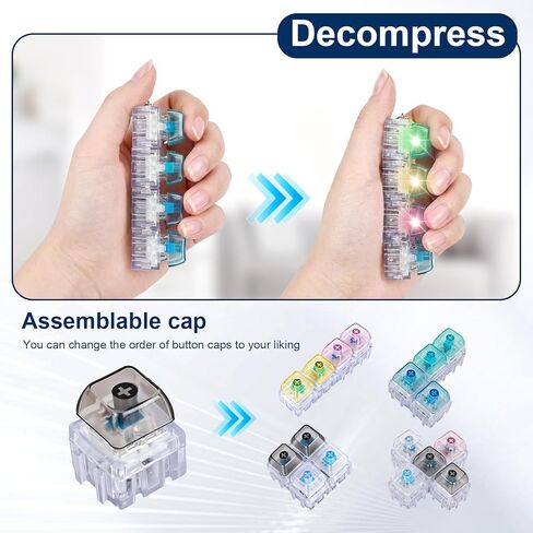 10 Pcs Freely Combined Keyboard Fidget Toy, Fidget Keyboard Clicker Toys with LED Lights Keychain Stress Relief, Sensory Toys for Kids with Autism,ADD,OCD in Saudi Arabia