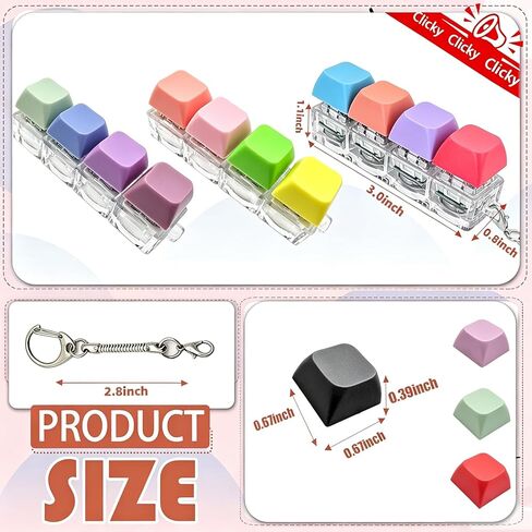 لعبة لوحة المفاتيح 4 في 1 مع 35 غطاء مفاتيح ملون قابل للإزالة، سلسلة مفاتيح Clicker Fidget للبالغين لتخفيف التوتر والقلق، المكتب والسفر والمدرسة والمنزل (عبوتان) in Kuwait
