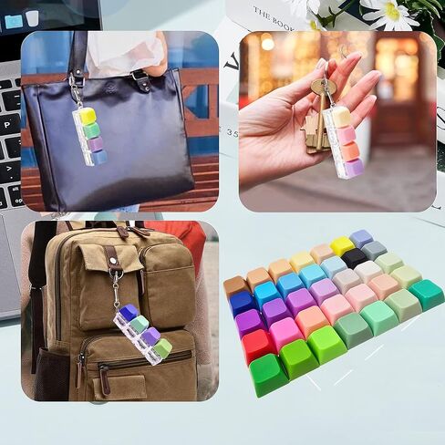 لعبة لوحة المفاتيح 4 في 1 مع 35 غطاء مفاتيح ملون قابل للإزالة، سلسلة مفاتيح Clicker Fidget للبالغين لتخفيف التوتر والقلق، المكتب والسفر والمدرسة والمنزل (عبوتان) in Kuwait