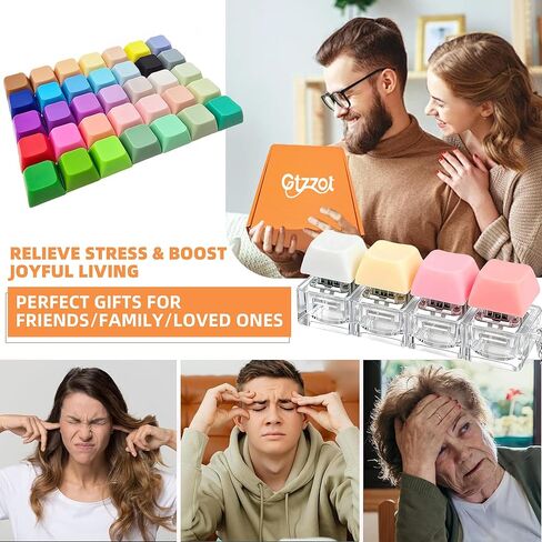 لعبة لوحة المفاتيح 4 في 1 مع 35 غطاء مفاتيح ملون قابل للإزالة، سلسلة مفاتيح Clicker Fidget للبالغين لتخفيف التوتر والقلق، المكتب والسفر والمدرسة والمنزل (عبوتان) in Kuwait