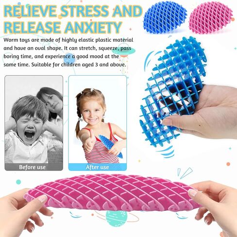 Valentines Day Gifts for 12Pcs Fidget Worm, Worm Fidget Toy, Resistance Fidget Toys Adults Stress Anxiety Relief Toys, Stress Relief Fidget Toys for Kids&Adults (Colorful) in Saudi Arabia