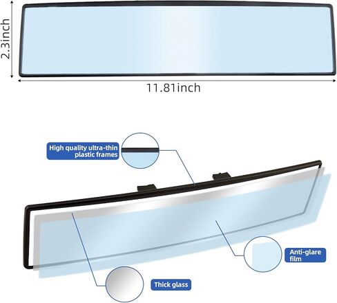 Broadway Rear view Mirror Wide Angle Panoramic Anti Glare Blindspot Accessories Universal Interior Car Convex Mirror for Car SUV Trucks Blue in Saudi Arabia