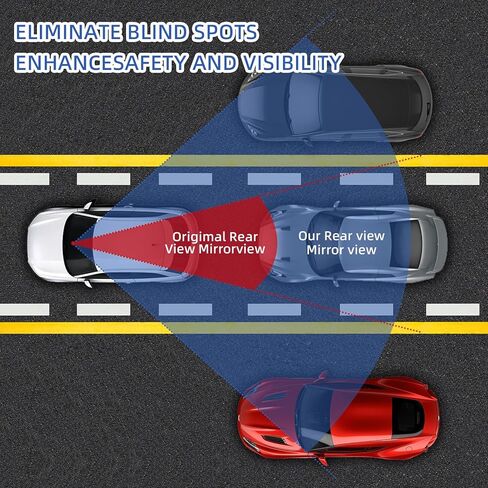 Broadway Rear view Mirror Wide Angle Panoramic Anti Glare Blindspot Accessories Universal Interior Car Convex Mirror for Car SUV Trucks Blue in Saudi Arabia