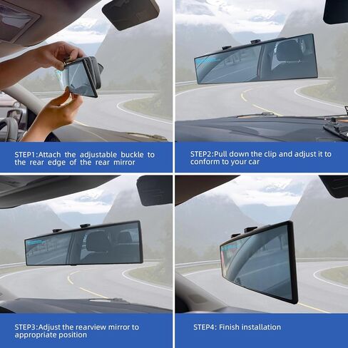 Broadway Rear view Mirror Wide Angle Panoramic Anti Glare Blindspot Accessories Universal Interior Car Convex Mirror for Car SUV Trucks Blue in Saudi Arabia