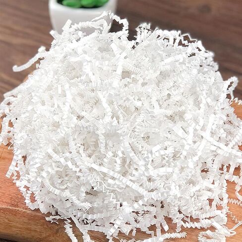 Mamiddle Crinkle Paper Filler 10 oz Shredded Paper For Gift Baskets Gift Box Filler Confetti Crinkle CutPaper for Easter Christmas Halloween Stuffers (White) in Saudi Arabia