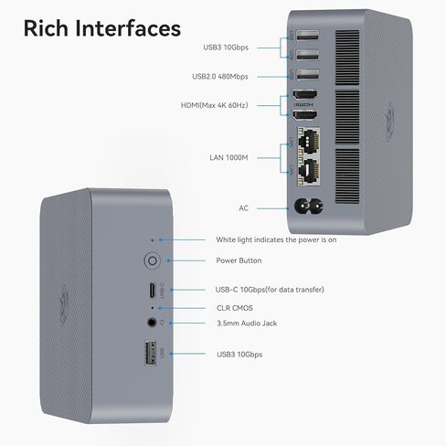 Beelink SEi12 Pro Mini PC, 12th Generation Intel Core i5 1240P Processor,Mini Computer with 16GB RAM/500GB M.2 2280 NVMe SSD,Support 4K FPS/WiFi 6/BT5.2/Dual HDMI+Type-C/Auto Power On in Saudi Arabia