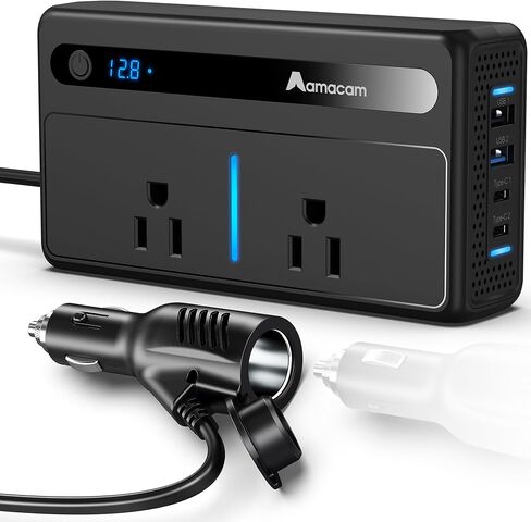 300W Continuous Inverter – 110V 12V/24V Input with 2 US Outlets 4 USB & Built-in 12V DC in Plug – 7-Port for Cars Vans RVs – Powers Laptops & Small Appliances in Saudi Arabia