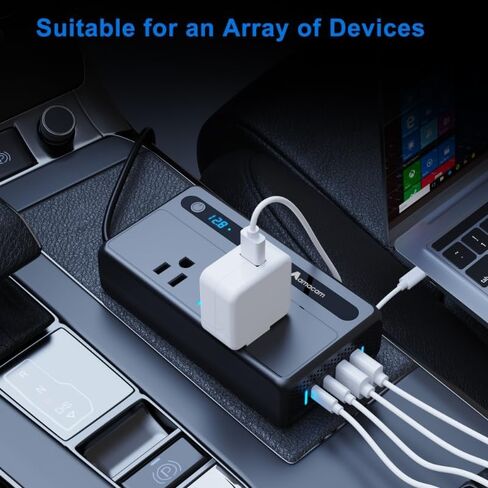 300W Continuous Inverter – 110V 12V/24V Input with 2 US Outlets 4 USB & Built-in 12V DC in Plug – 7-Port for Cars Vans RVs – Powers Laptops & Small Appliances in Saudi Arabia