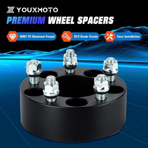 فواصل عجلات Youx Moto مقاس 5x4.5 2 بوصة تناسب سيارة Ford Edge Explorer Mustang Ranger، تناسب سيارة Jeep Grand Cherokee Wrangler، محولات عجلة تجويف 82.5 مم مع مسامير 1/2"-20، 4 قطع in Saudi Arabia