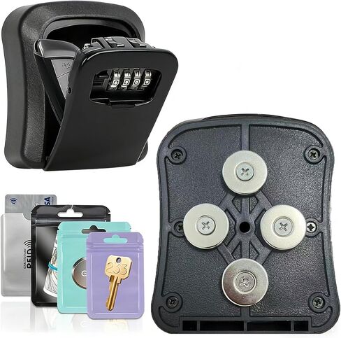 Magnetic Key Box for Under Car Hide a Key, Combination Lock Box with Strong Magnets, Resettable 4-Digit Code Magnetic Key Holder for Car Truck SUV Outdoor Spare House Keys in Saudi Arabia
