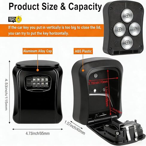 Magnetic Key Box for Under Car Hide a Key, Combination Lock Box with Strong Magnets, Resettable 4-Digit Code Magnetic Key Holder for Car Truck SUV Outdoor Spare House Keys in Saudi Arabia