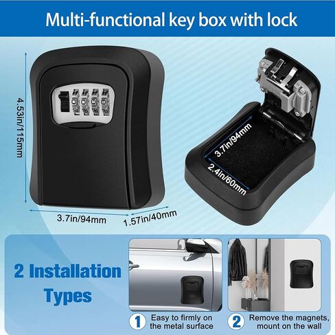 Magnetic Key Box for Under Car Hide a Key, Combination Lock Box with Strong Magnets, Resettable 4-Digit Code Magnetic Key Holder for Car Truck SUV Outdoor Spare House Keys in Saudi Arabia