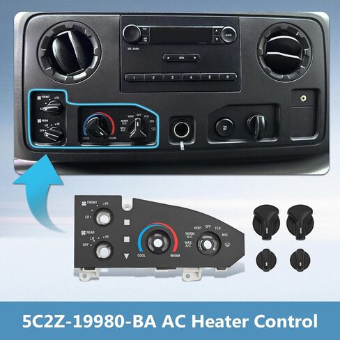5C2Z-19980-BA 5C2Z19980BA التيار المتناوب سخان التحكم مكيف الهواء لوحة التحكم لاستبدال فورد E150 E250 E350 Van 2005-2014 in Kuwait