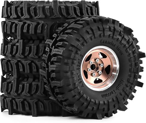 عجلات وإطارات Beadlock مقاس 1.9 بوصة مجمعة مسبقًا مقاس 118 مم (4.65 بوصة) لزاحفات SCX10 TRX4 1/10 RC - إطارات من الألومنيوم، إطارات مطاطية ناعمة مع حشوات إسفنجية، أجزاء ترقية سهلة التركيب (فضي) in Kuwait