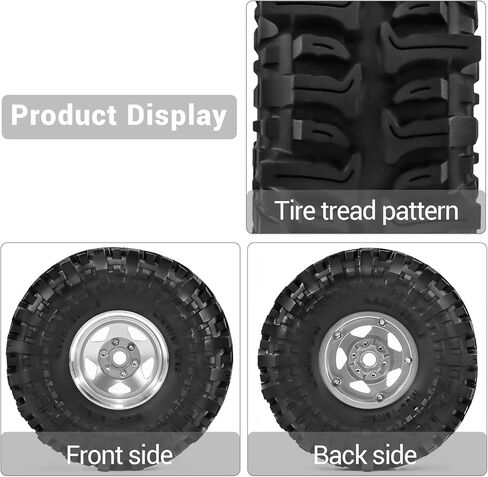 عجلات وإطارات Beadlock مقاس 1.9 بوصة مجمعة مسبقًا مقاس 118 مم (4.65 بوصة) لزاحفات SCX10 TRX4 1/10 RC - إطارات من الألومنيوم، إطارات مطاطية ناعمة مع حشوات إسفنجية، أجزاء ترقية سهلة التركيب (فضي) in Kuwait