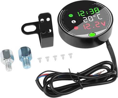 LED Motorcycle Voltmeter With Ambient Temperature Display And Chronograph Digital 9-24V Multifunction Meter Black in Saudi Arabia
