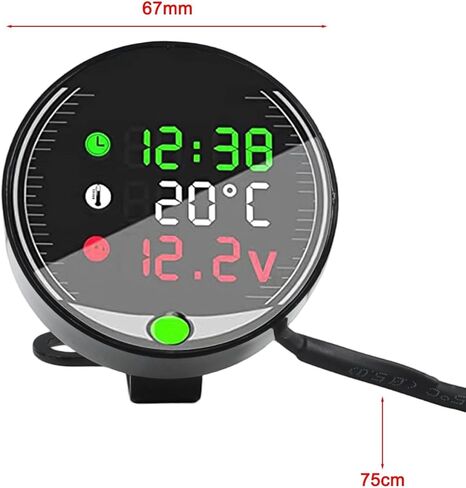 LED Motorcycle Voltmeter With Ambient Temperature Display And Chronograph Digital 9-24V Multifunction Meter Black in Saudi Arabia