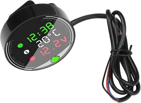 LED Motorcycle Voltmeter With Ambient Temperature Display And Chronograph Digital 9-24V Multifunction Meter Black in Saudi Arabia
