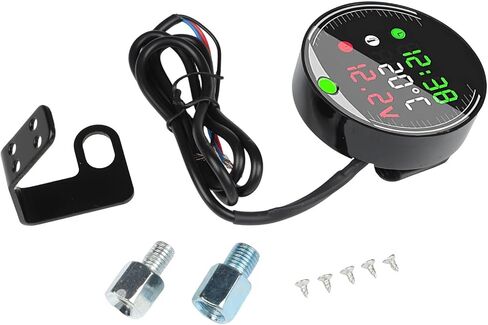LED Motorcycle Voltmeter With Ambient Temperature Display And Chronograph Digital 9-24V Multifunction Meter Black in Saudi Arabia