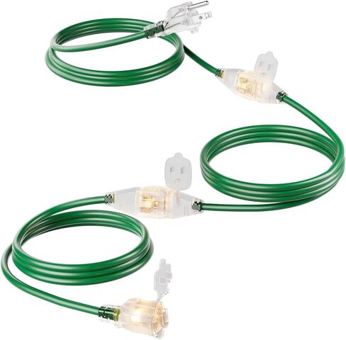 25 FT Outdoor Extension Cord with Multiple Outlets, Evenly Spaced 3 Outlets with Indicator Lights, 16/3 SJTW Weatherproof Extension Cord Outdoor for Christmas, Halloween, Holiday Decorations in Saudi Arabia