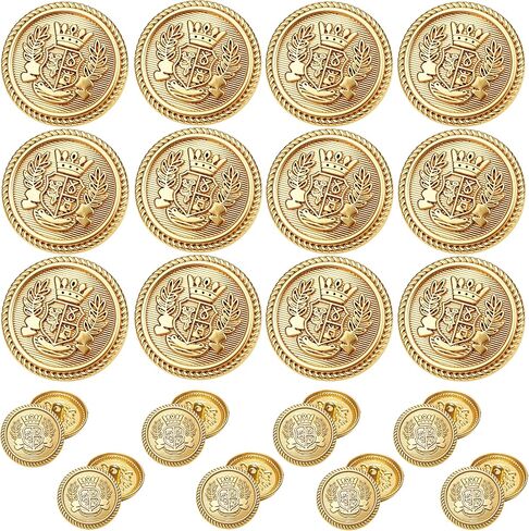 Gold Buttons for Blazer, 28pcs Metal Blazer Buttons for Clothes, 18mm/0.7IN 23mm/0.9IN Replacement Shank Buttons Sewing for Suit Coat Sweater Jacket DIY Crafts in Saudi Arabia