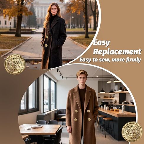 Gold Buttons for Blazer, 28pcs Metal Blazer Buttons for Clothes, 18mm/0.7IN 23mm/0.9IN Replacement Shank Buttons Sewing for Suit Coat Sweater Jacket DIY Crafts in Saudi Arabia