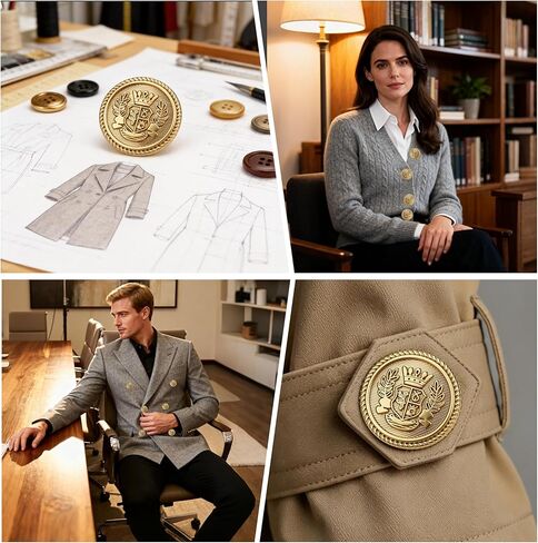 Gold Buttons for Blazer, 28pcs Metal Blazer Buttons for Clothes, 18mm/0.7IN 23mm/0.9IN Replacement Shank Buttons Sewing for Suit Coat Sweater Jacket DIY Crafts in Saudi Arabia