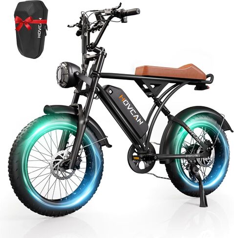 Movcan V60 Series Electric Bike for Adults,1000W/1500W, Class 3,48V 15.6/18.2 Battery,Up to 80Mile Dual Hydraulic Brake,20" Fat Tire,7-Speed Motorcycle Ebike for Commuting/Off-Roading in Saudi Arabia