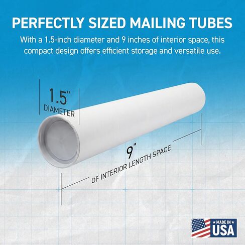 MagicWater Supply Mailing Tube - 1.5 in x 9 in - White - 1 Pack - for Shipping and Storage of Posters, Arts, Crafts, and Documents in Saudi Arabia