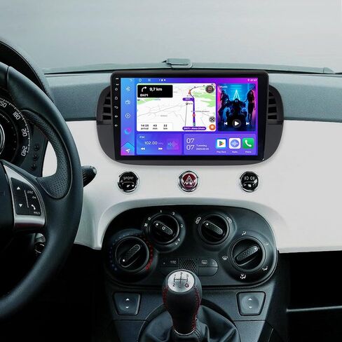 ترقية راديو ستيريو للسيارة مقاس 9 بوصة من ASURE لسيارة Fiat 500 500C 2007-2015 باللون الأبيض، 8 النواة 4G+64G نظام أندرويد للسيارة وحدة ملاحة GPS مع Carplay Android Auto، مشغل وسائط متعددة بشاشة لمس 1280 × 800 in Kuwait