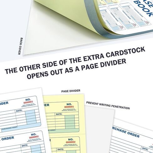 200 Sets Purchase Order Book 7.5 x 10.9 Inch 2 Part Carbonless Order Book Work Order Book Receipts Book with Sequential Numbers for Office Business and Accounting (1) in Saudi Arabia