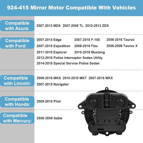 924-415 Power Mirror Adjustment Motor Compatible with Ford, Acura, Honda, Lincoln, Mercury Selected Vehicles, Replaces 6U5Z17D696D, 76210STXH02, 76210STXH03 Power Mirror Adjustment Motor in Saudi Arabia