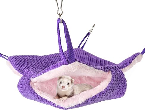 Niteangel Ferret Hammock Napping Bed Pocket - Swing Snuggle Sack for Ferrets Rats Suger Glider Squirrels (Grey) in Kuwait