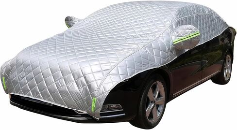 Thickened Heavy Duty Half Car Cover, 3-Layer Armor Waterproof Padded Hail Protector, All Weather UV Sun Snow Ice Dust Shield Universal Fit for Hatchback Sedan SUV Outdoor Car Protection in Saudi Arabia