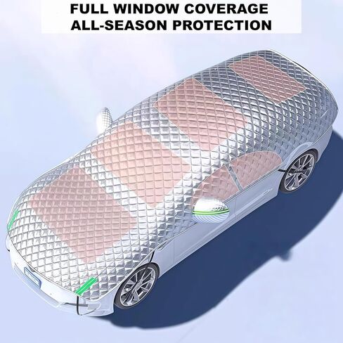 Thickened Heavy Duty Half Car Cover, 3-Layer Armor Waterproof Padded Hail Protector, All Weather UV Sun Snow Ice Dust Shield Universal Fit for Hatchback Sedan SUV Outdoor Car Protection in Saudi Arabia
