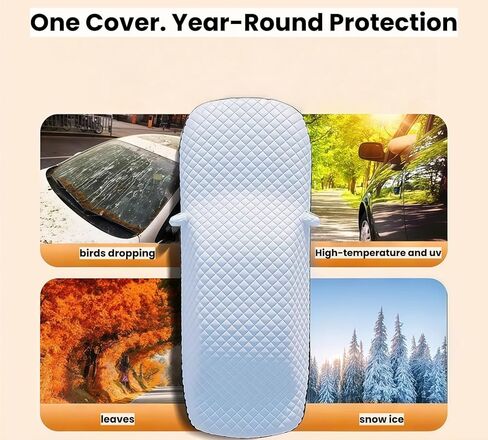 Thickened Heavy Duty Half Car Cover, 3-Layer Armor Waterproof Padded Hail Protector, All Weather UV Sun Snow Ice Dust Shield Universal Fit for Hatchback Sedan SUV Outdoor Car Protection in Saudi Arabia