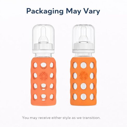 Lifefactory 9oz Glass Baby Bottle 2pk Bundle with 2 Stage 2 Nipples (Kale/Papaya) in Kuwait