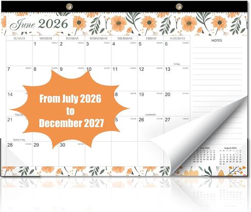 تقويم مكتب 2026-2027، تقويم حائط شهري لمدة 18 شهرًا من يونيو 2026 إلى ديسمبر 2027، مخطط ورقي سميك كبير مقاس 17 بوصة × 12 بوصة لمنظم المكتب المنزلي، ملحقات مكتب المعلم، المنزل in Kuwait