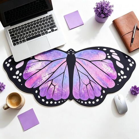 Extended Large Purple Butterfly Gaming Mouse Pad,Sparkling Purple Butterfly Keyboard Desk Mouse Mat,Non-Slip Rubber Base for Home Office Study 35.43" x 15.75" in Saudi Arabia