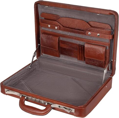 Da leather villa Full Grain Leather Briefcase Attache Case For Unisex Size L18 x W4 x H12 Inches Luxury Briefcase Bag (Tan) in Saudi Arabia
