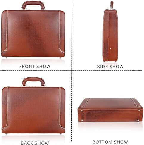 Da leather villa Full Grain Leather Briefcase Attache Case For Unisex Size L18 x W4 x H12 Inches Luxury Briefcase Bag (Tan) in Saudi Arabia