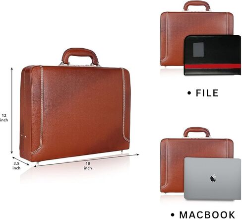 Da leather villa Full Grain Leather Briefcase Attache Case For Unisex Size L18 x W4 x H12 Inches Luxury Briefcase Bag (Tan) in Saudi Arabia